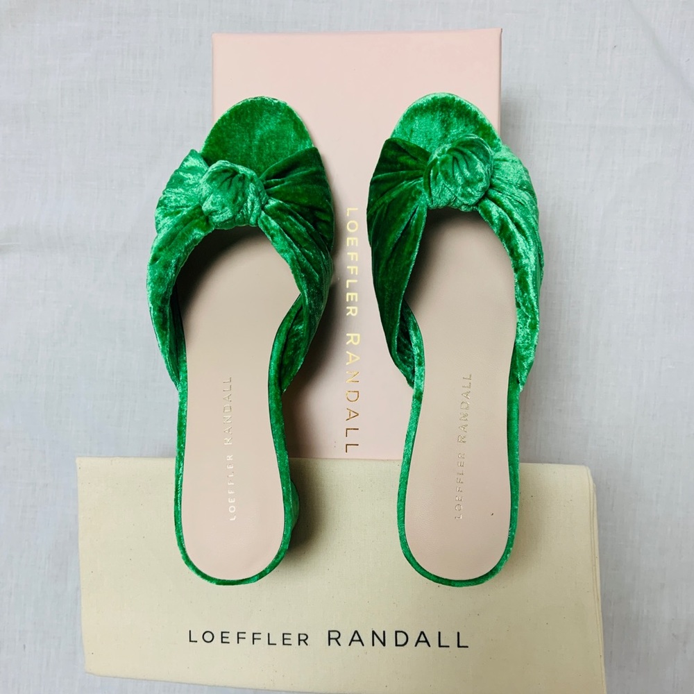 Loeffler Randall Green Velvet Slides EU36
